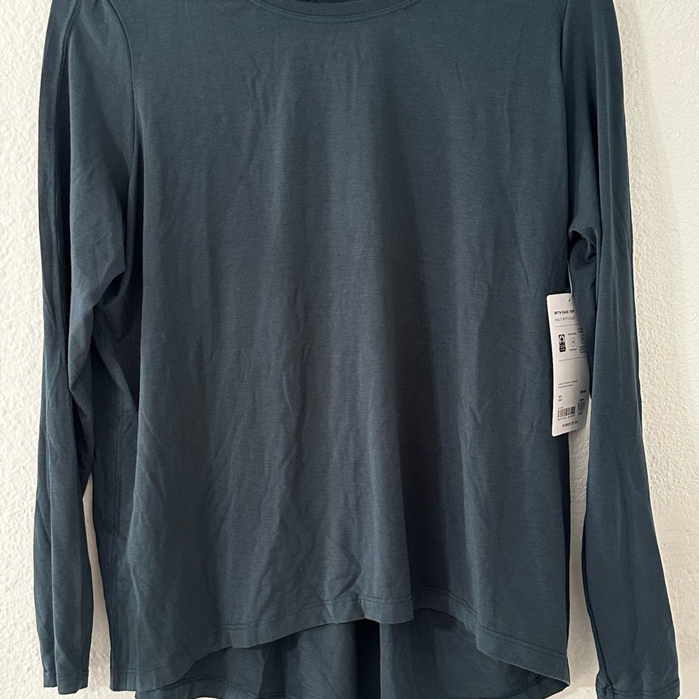 Athleta Green Relaxed Tunic High Low Long Sleeve Top
